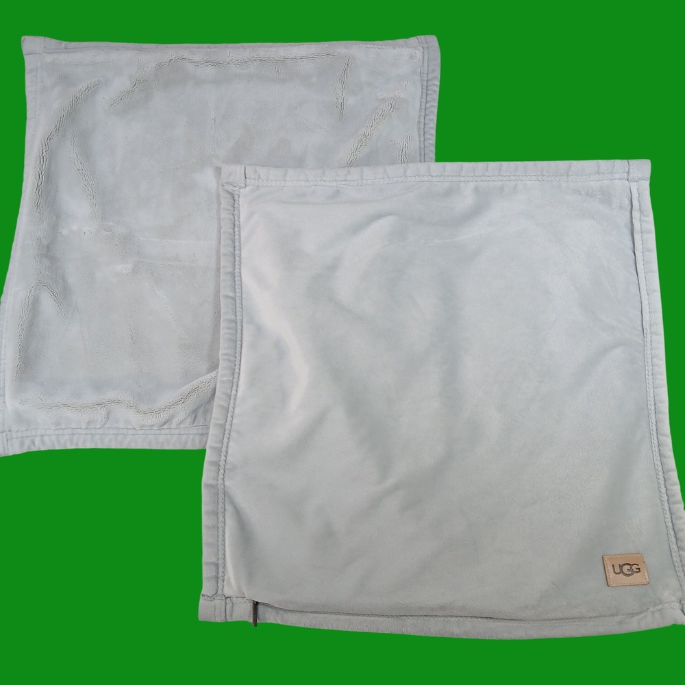 UGG Pillow Covers Set of 2 Gray Plush Fleece 19"x19" Square Zippered Soft